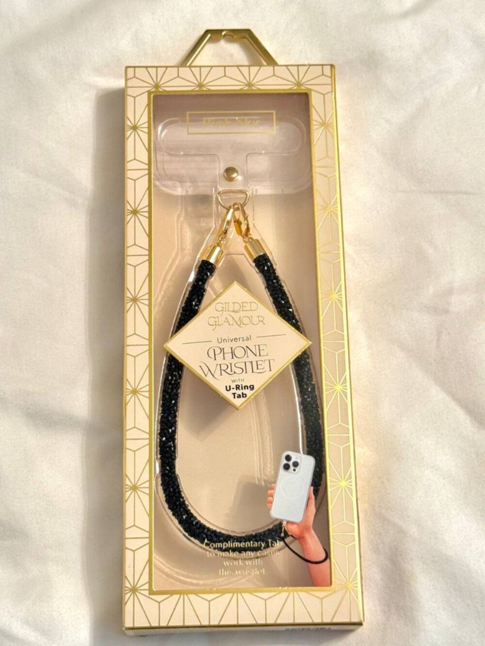 NWT! Bling Lanyard Crystal Phone Wristlet - Black